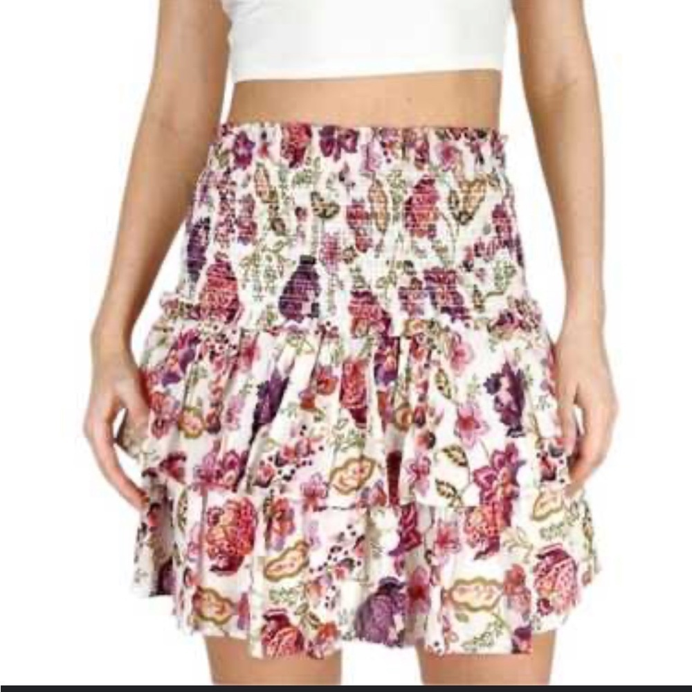 Floral Ruffle Skirt - Multicolor Floral Summer Casual Smocked Tiered Mini Skirt